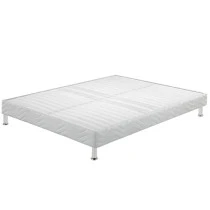 Sommier tapissier + pieds 160x200 Omega blanc 2x18 lattes