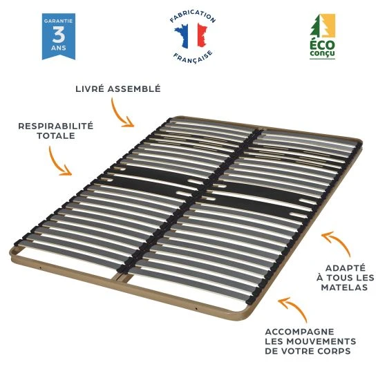 Sommier 140x190 2x22 lattes C322