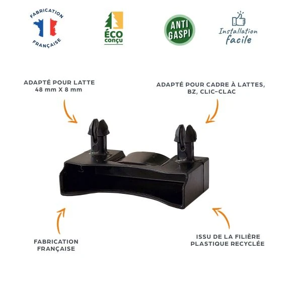 Lot de 20 embouts noir pour lattes 48 x 8 mm