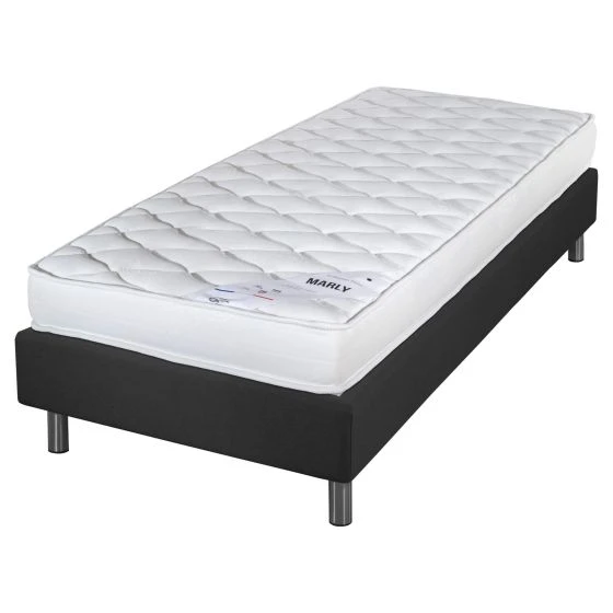Sommier + Pieds + Matelas Marly Newkit Anthracite 90x190