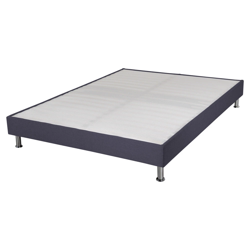 Sommier tapissier + jeu de pieds 120x190 Omega tissu volcan 2x18 lattes