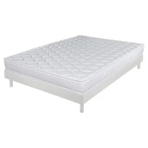 Sommier + Pieds + Matelas Blanc DecoKit 160x200