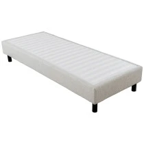 Sommier + jeu de pieds 90x190 Newkit tissu Crème