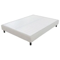 Sommier + jeu de pieds 160x200 Newkit tissu Crème