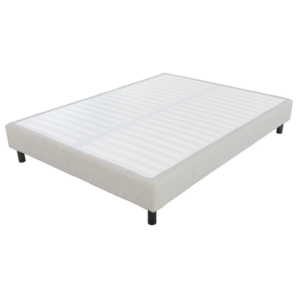 Sommier + jeu de pieds 160x200 Newkit tissu Crème