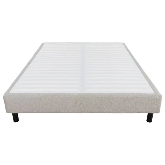 Sommier + jeu de pieds 140x190 Newkit tissu Crème