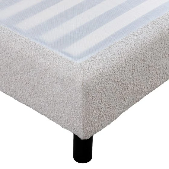 Sommier + jeu de pieds 140x190 Newkit tissu Crème