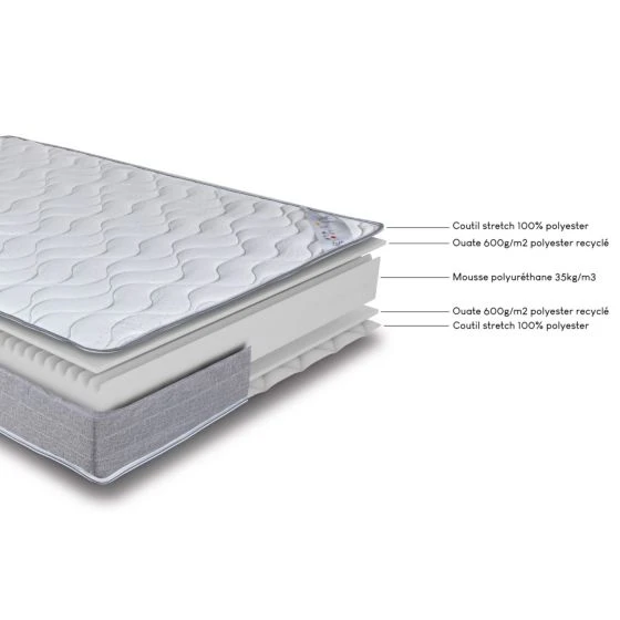 Lit métal gigogne + matelas Wave 90x190