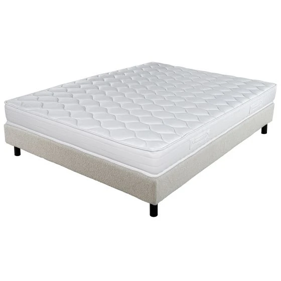 Sommier + Pieds + Matelas Montana Newkit tissu Crème 160x200