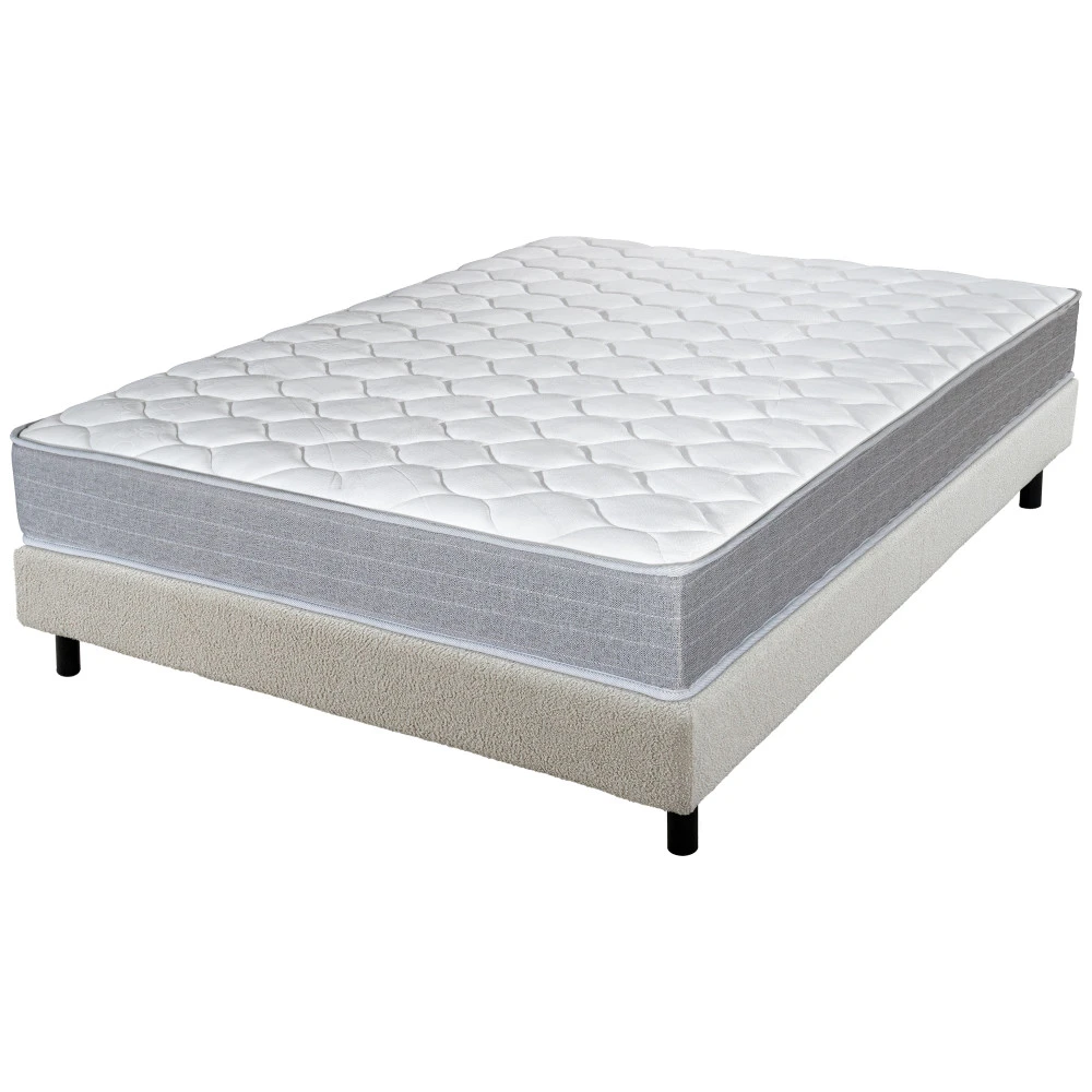 Sommier + Pieds + Matelas Madere Newkit tissu Crème 160x200