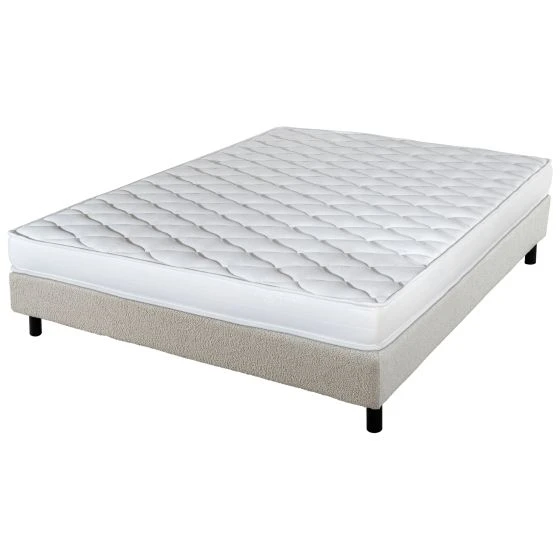 Sommier + Pieds + Matelas Madere Newkit tissu Crème 90x190