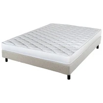 Sommier + Pieds + Matelas Madere Newkit tissu Crème 90x190
