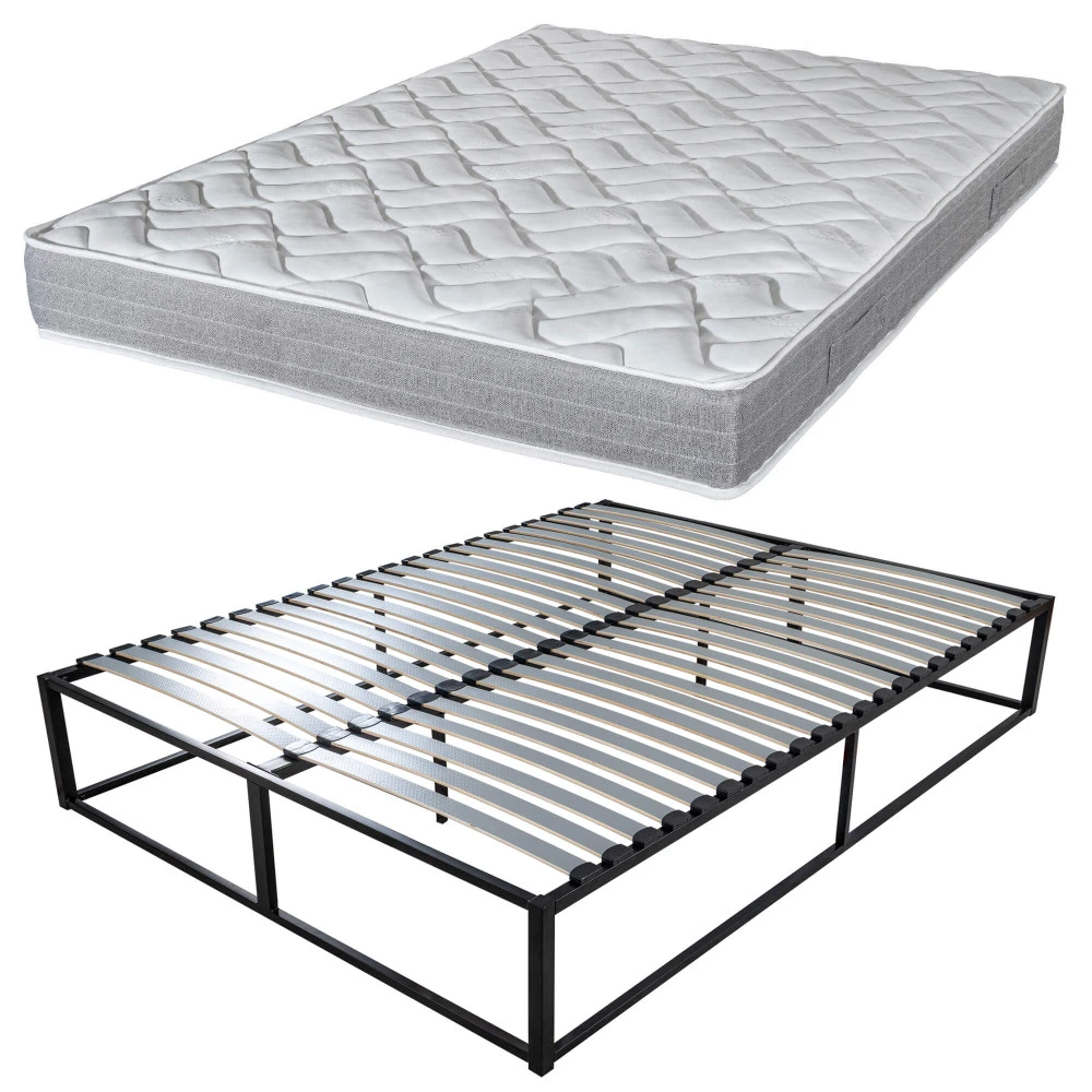 Sommier surélevé KIT K27 + matelas Maryland 160x200