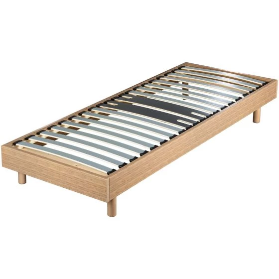Sommier + jeu de pieds 90x190 Decokit 18 lattes Chêne Oak