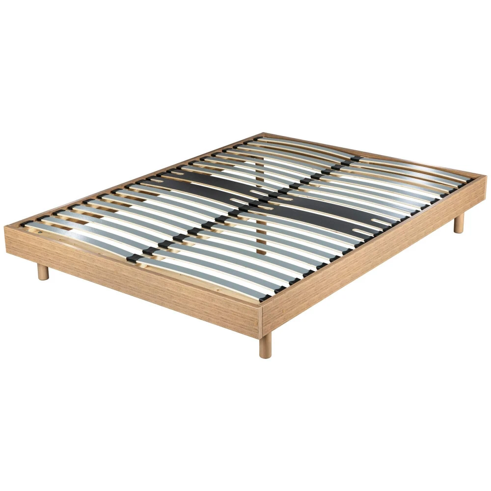 Sommier + jeu de pieds 160x200 Decokit 2x18 lattes Chêne Oak
