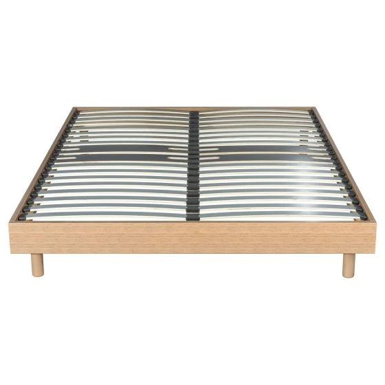 Sommier + jeu de pieds 140x190 Decokit 2x18 lattes Chêne Oak