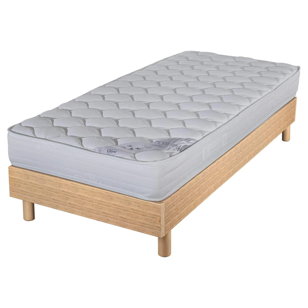 Sommier + Pieds + Matelas Chêne Oak DecoKit 90x190