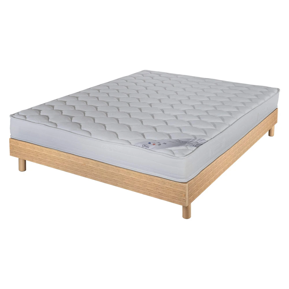 Sommier + Pieds + Matelas Chêne Oak DecoKit 160x200