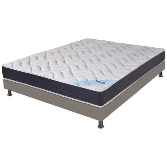 Ensemble tapissier Melior Omega simili taupe 140x200