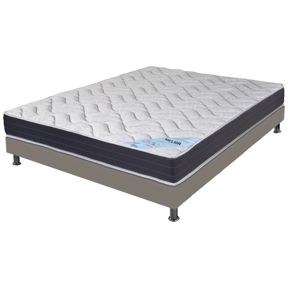 Ensemble tapissier Melior Omega simili taupe 120x190