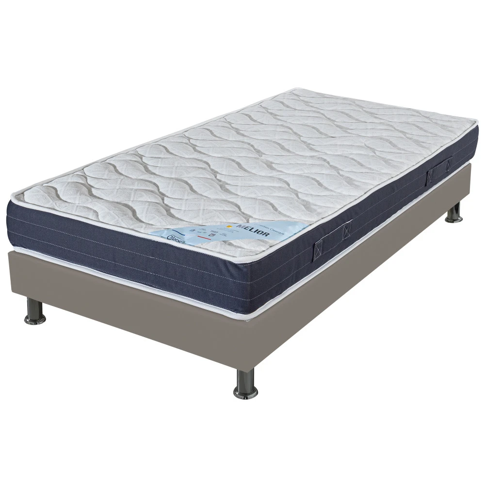 Ensemble tapissier Melior Omega simili taupe 90x190