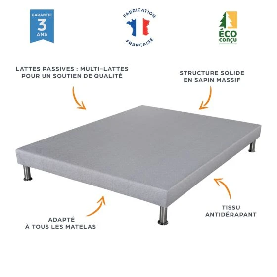 Literie complète Maryland Gris finaud 140x190