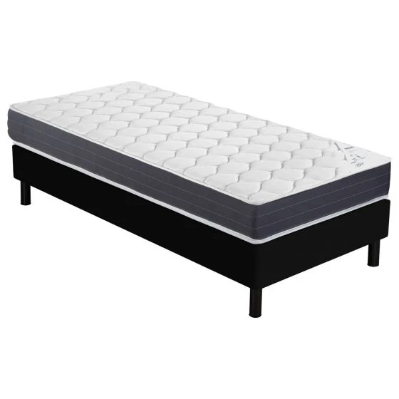 Sommier + Pieds + Matelas Record Newkit Anthracite 90x190