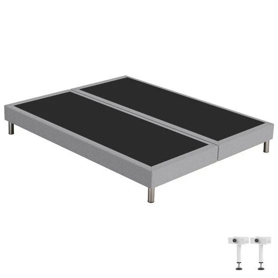 Sommier tapissier + pieds 2x90x200 SR15 gris cobalt