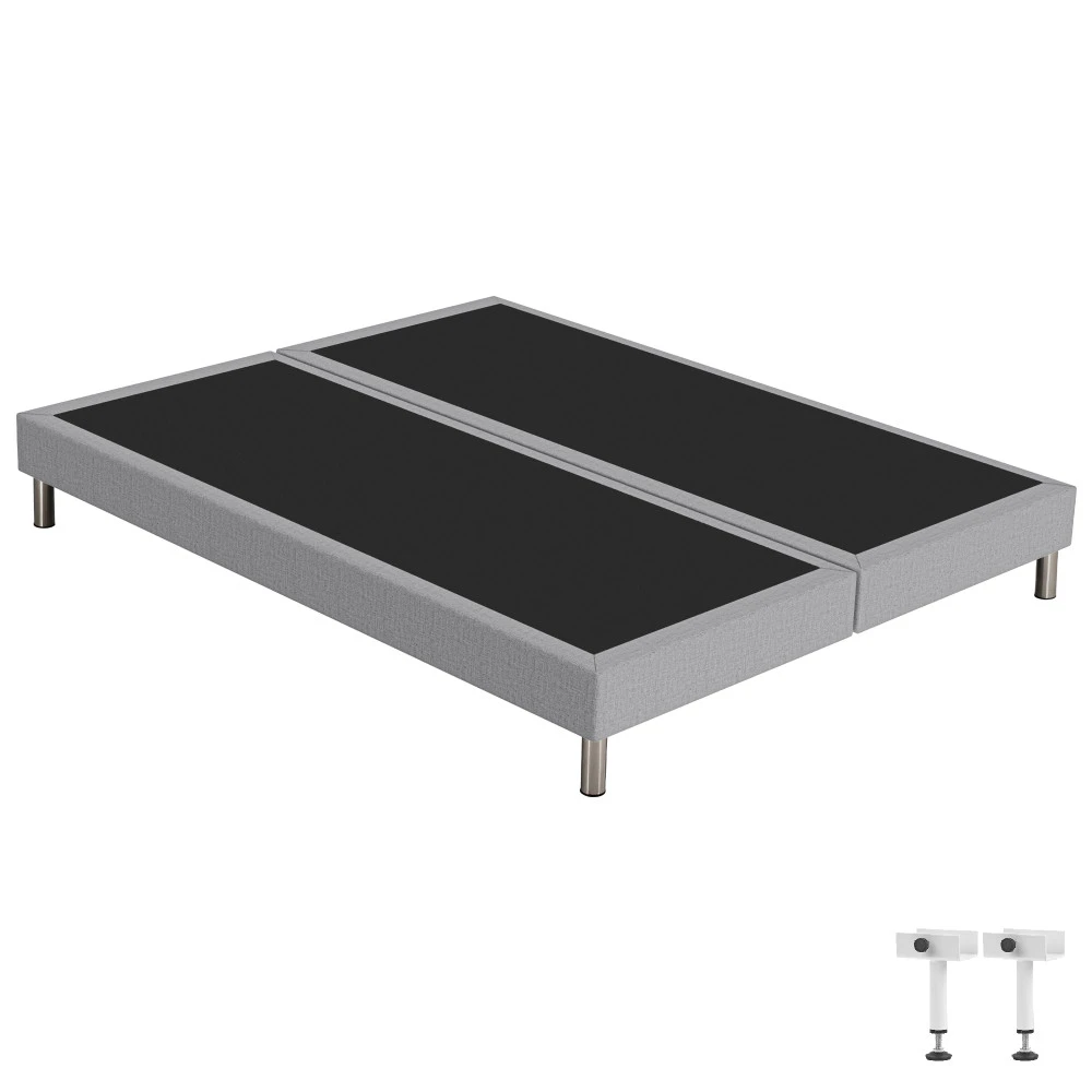 Sommier tapissier + pieds 2x90x200 SR15 gris cobalt