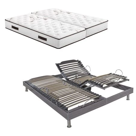 Lit relaxation électrique S62 + matelas Louxor 90+90x200