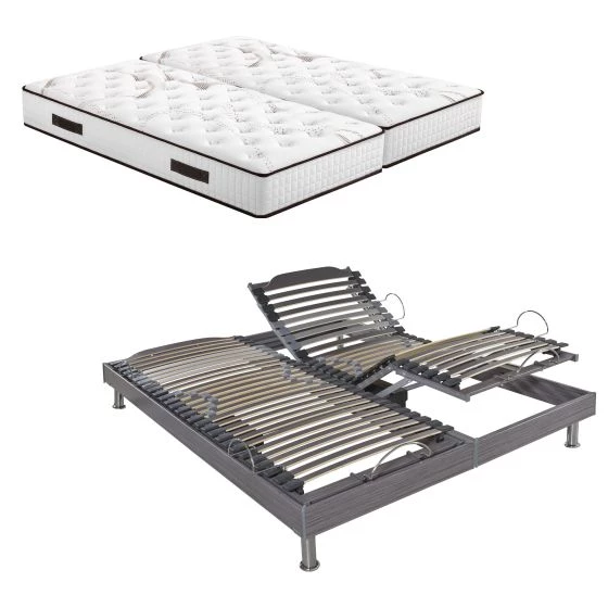 Lit relaxation électrique S62 + matelas Louxor 80+80x200