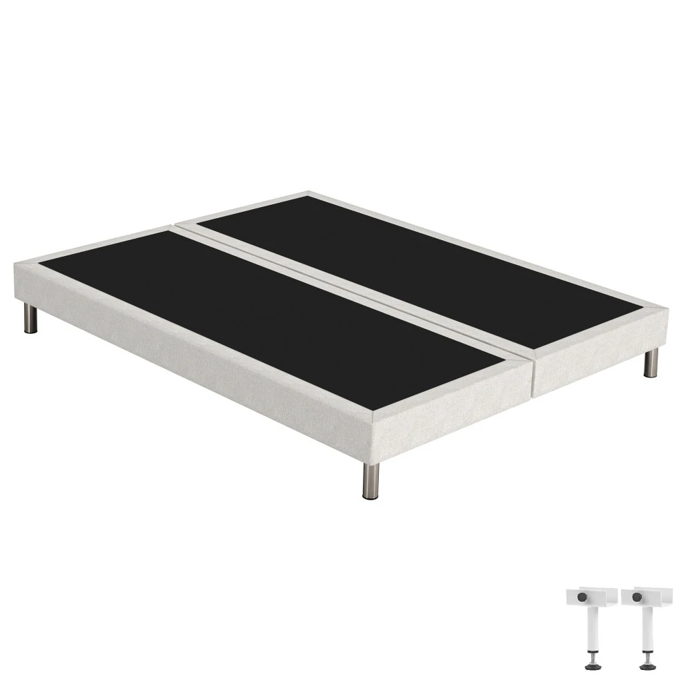 Sommier tapissier + pieds 2x90x200 SR15 beige