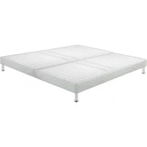 Sommier tapissier + pieds 80+80x200 Omega blanc 18 lattes