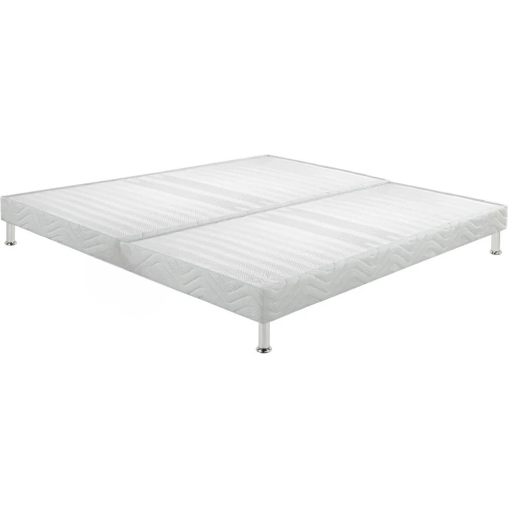 Sommier tapissier + pieds 80+80x200 Omega blanc 18 lattes