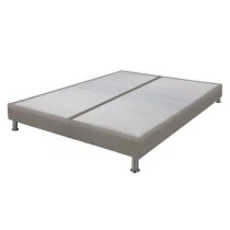 Sommier tapissier + pieds 70+70x190 Omega simili taupe 18 lattes