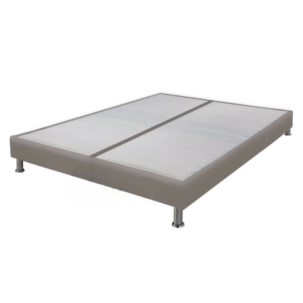 Sommier tapissier + pieds 70+70x190 Omega simili taupe 18 lattes