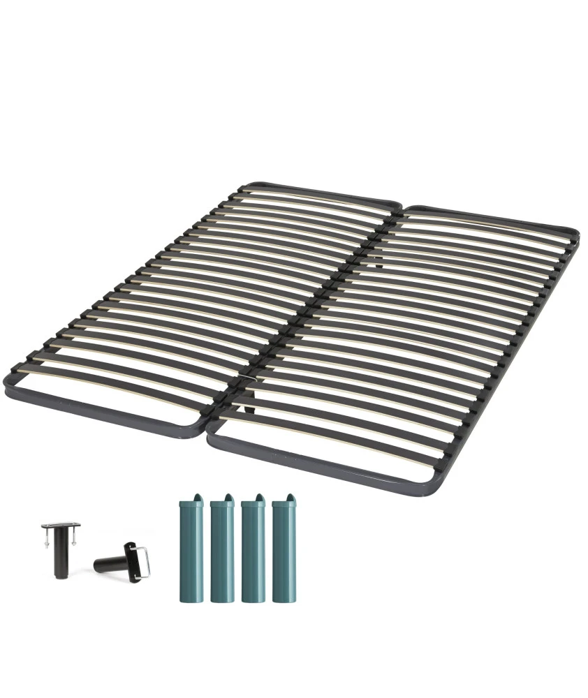 Sommier + jeu de pieds 80+80x200 Epsilon 2x21 lattes