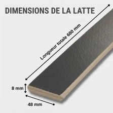 5 lattes grises + 10 embouts - 680x48x8 mm - lit 140 - pour sommier / bz / clic clac