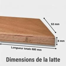 30 lattes - 680x53x8 mm - lit 140 - pour sommier / bz / clic clac