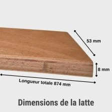 5 lattes - 874x53x8 mm - lit 90 - pour sommier / bz / clic clac