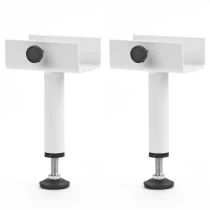 2 pieds de liaison métal blanc H 13 à 22 cm pour sommier tapissier