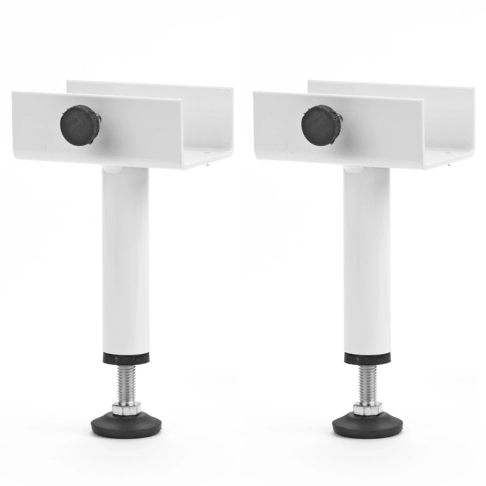 2 pieds de liaison métal blanc H 13 à 22 cm pour sommier tapissier