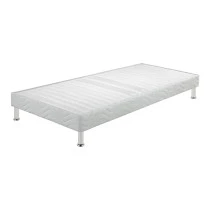 Sommier tapissier + jeu de pieds 70x190 Omega blanc 16 lattes
