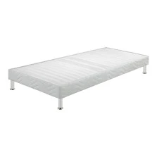 Sommier tapissier + jeu de pieds 90x190 Omega blanc 16 lattes