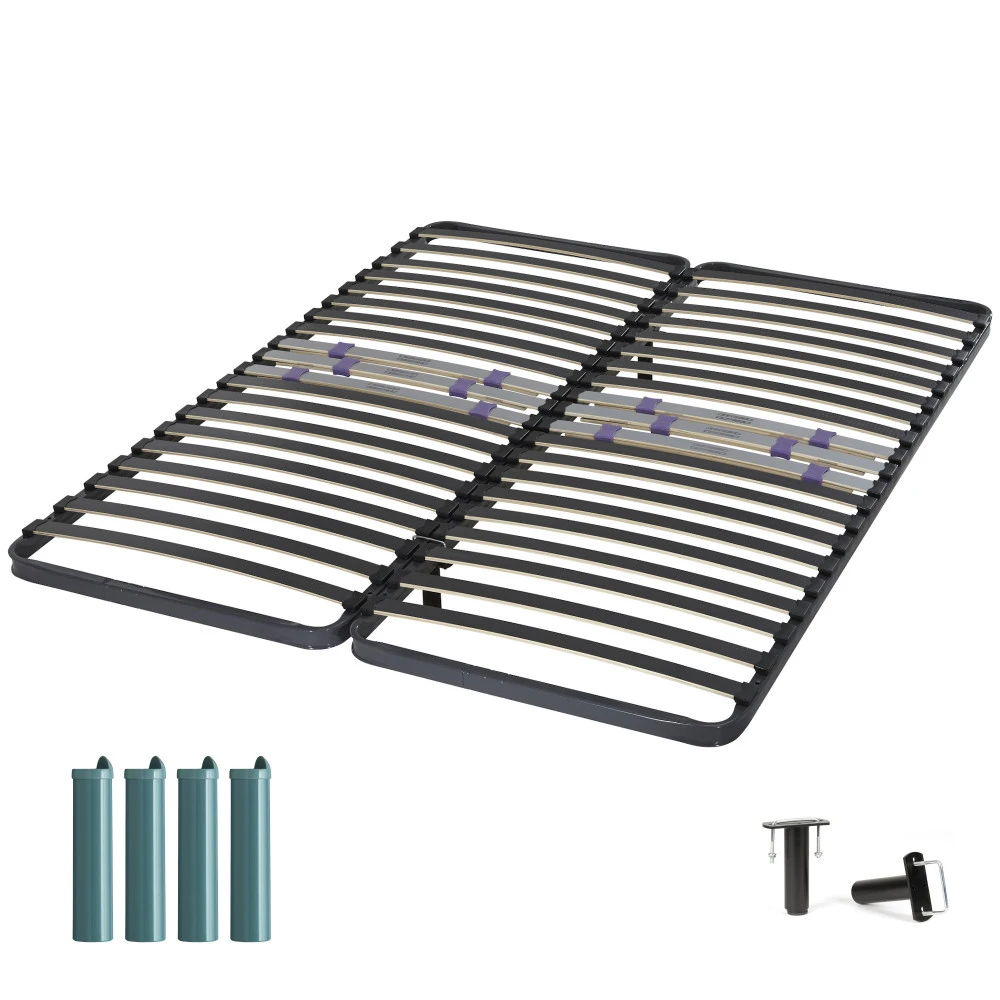 Sommier + pieds 80+80x200 2x21 lattes C223