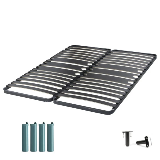 Sommier + pieds 80+80x200 2x16 lattes C416