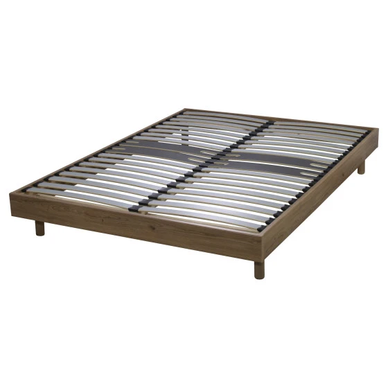 Sommier + jeu de pieds 140x190 Decokit 2x18 lattes Chêne Oak