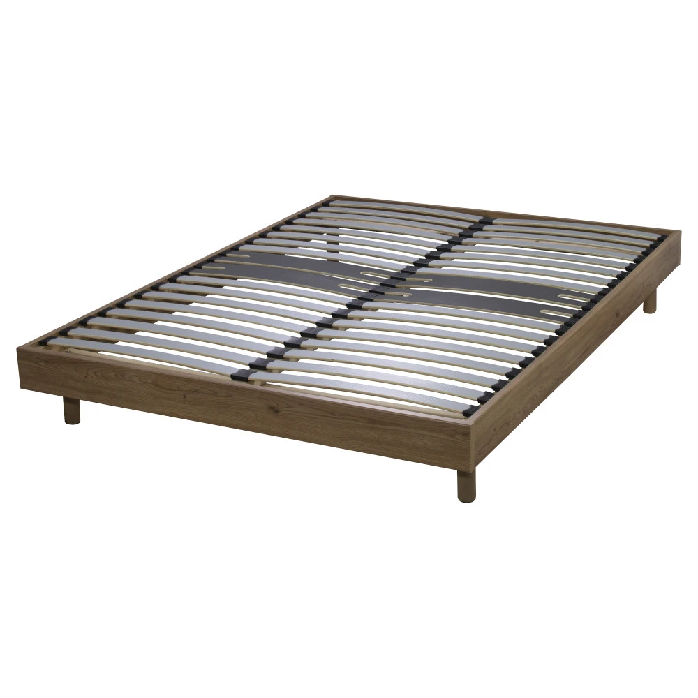 Sommier + jeu de pieds 140x190 Decokit 2x18 lattes Chêne Oak