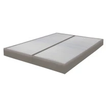 Sommier tapissier 80+80x200 Omega simili taupe 18 lattes