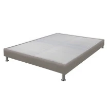 Sommier tapissier + jeu de pieds 160x200 Omega simili taupe 2x18 lattes